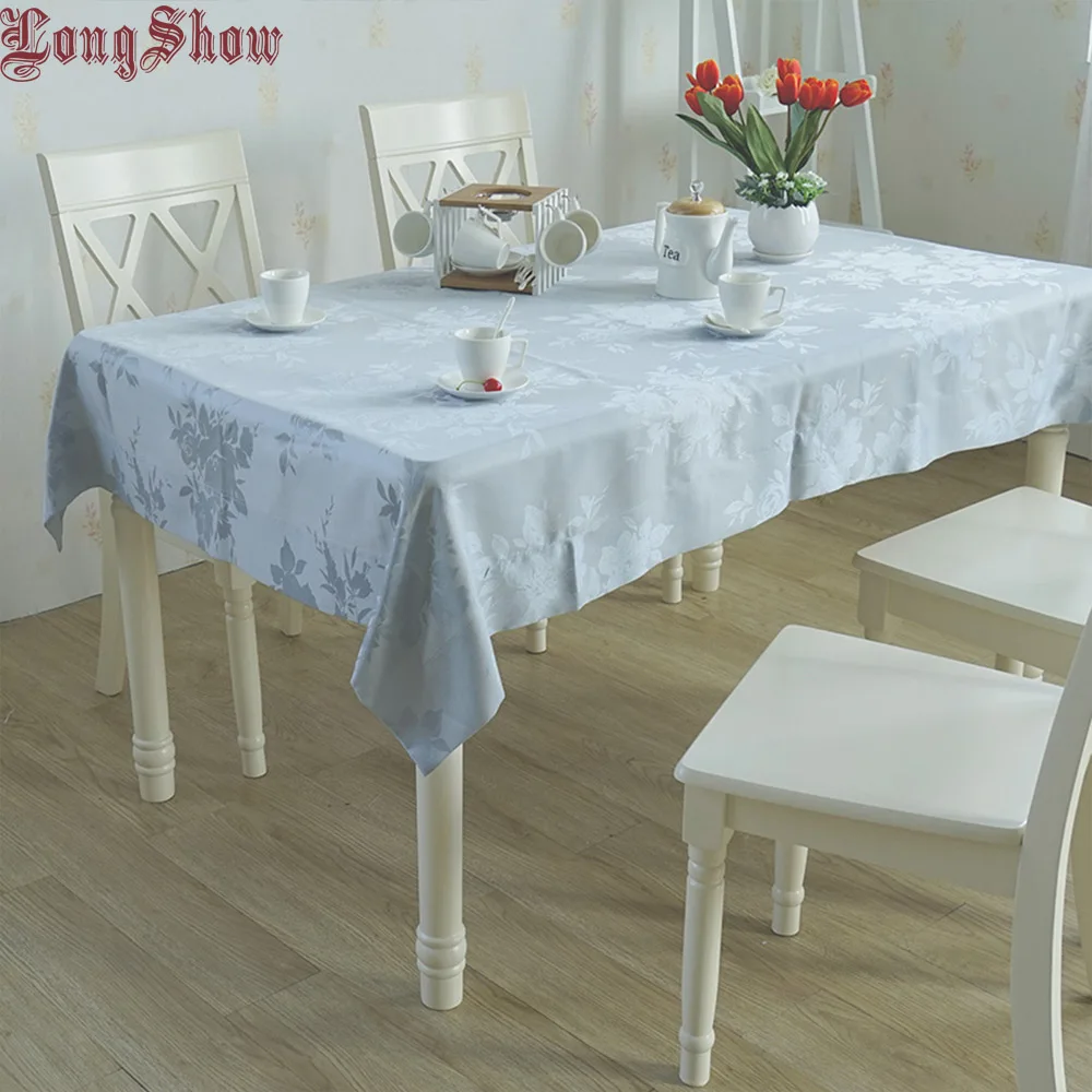 

130x180cm Europen Floral Purple Grey Color Jacquard Tablecloth
