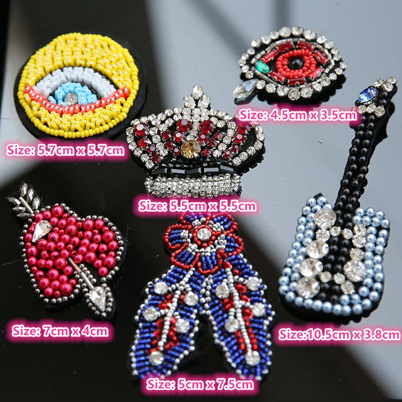 1 шт. глаза Красная корона гитара нашивка текстиль для одежды Одежда DIY ремесло