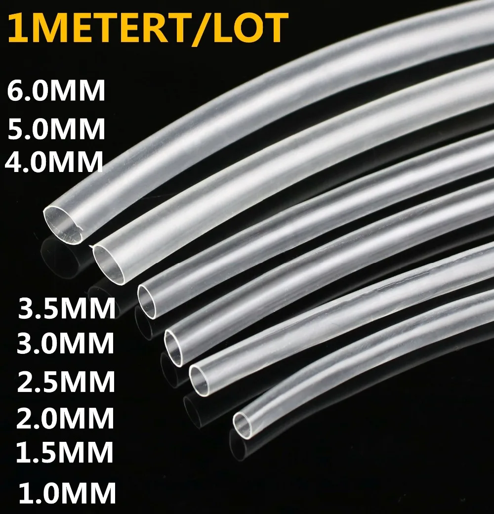 5Meter 2:1 Transparent Clear1mm 2mm 2.5mm 3mm 3.5mm 4mm 5mm 6mm Heat Shrink Tube Ultra thin Tubing Cable Sleeves Wire