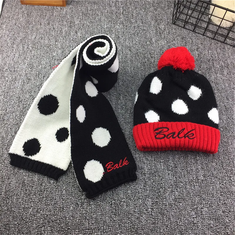 Yyun в горошек шапка шарф Набор зимние Утепленные и 2 шт. для детей|knitted hat scarf|hat scarfhat