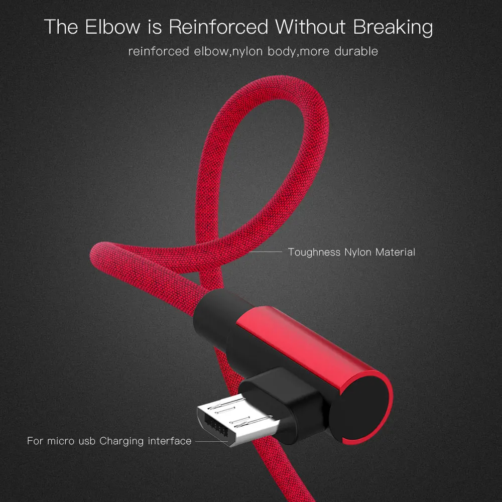 Кабель Micro usb для быстрой зарядки зарядное устройство с на 90 градусов Шнур micro