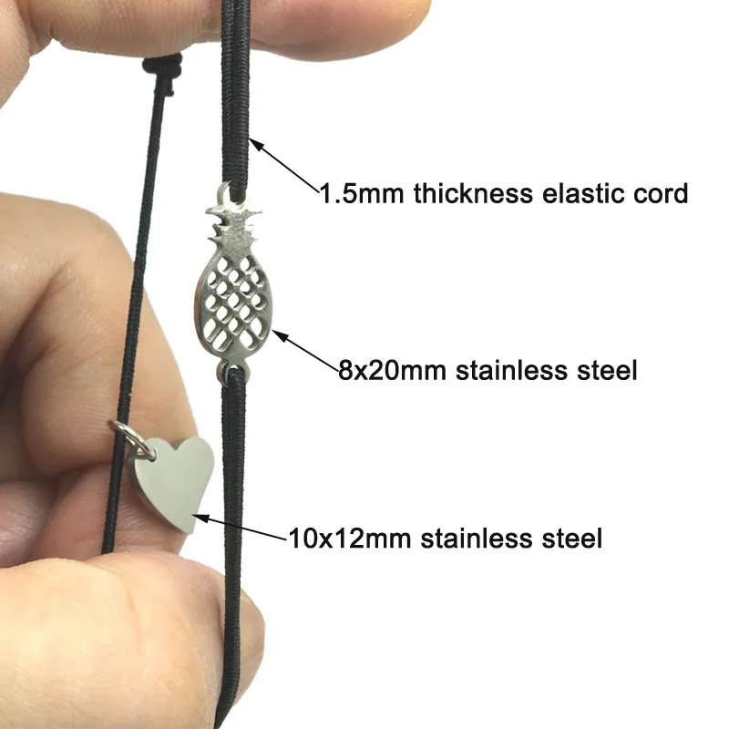 2 шт браслет желаний из нержавеющей стали ананас Шарм Подвеска Сердце