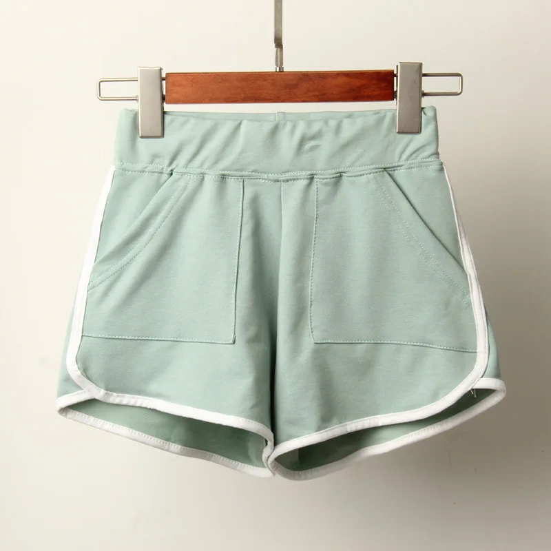 Green Shorts Женские спортивные летние шорты, новинка, эластичные однотонные шорты для женщин, повседневные хлопковые шорты с карманами - Цвет: Green Shorts
