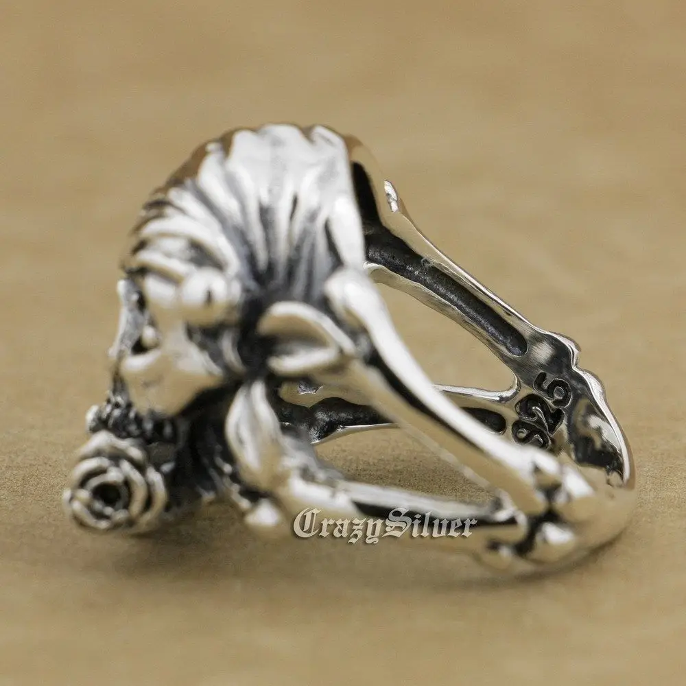 LINSION мужское кольцо с пиратским черепом пиратский череп розовый глаз фианитами