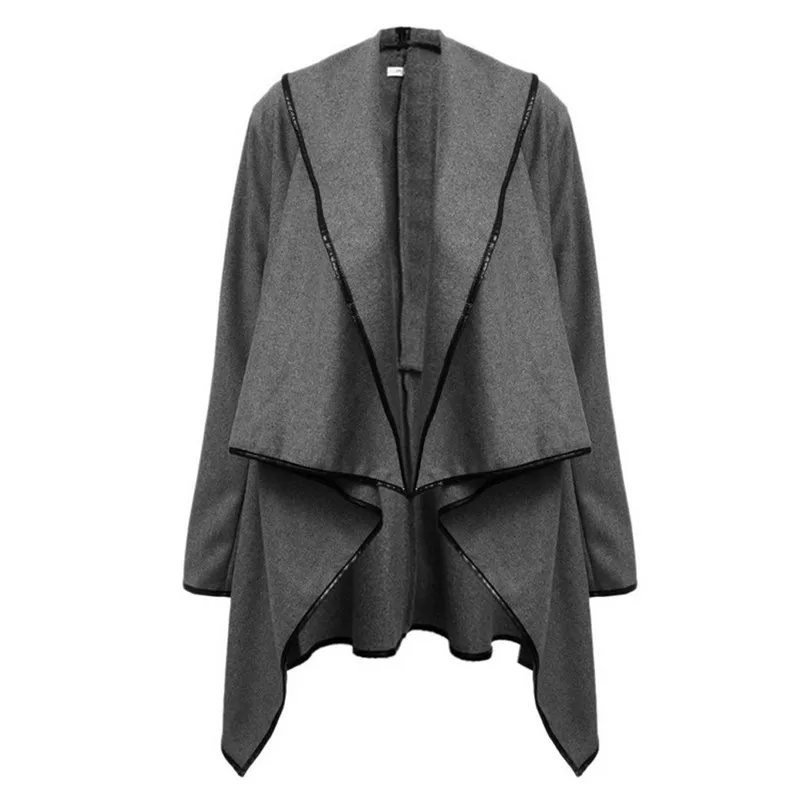 Женское длинное теплое пальто с асимметричным бантом на молнии шерстяная куртка