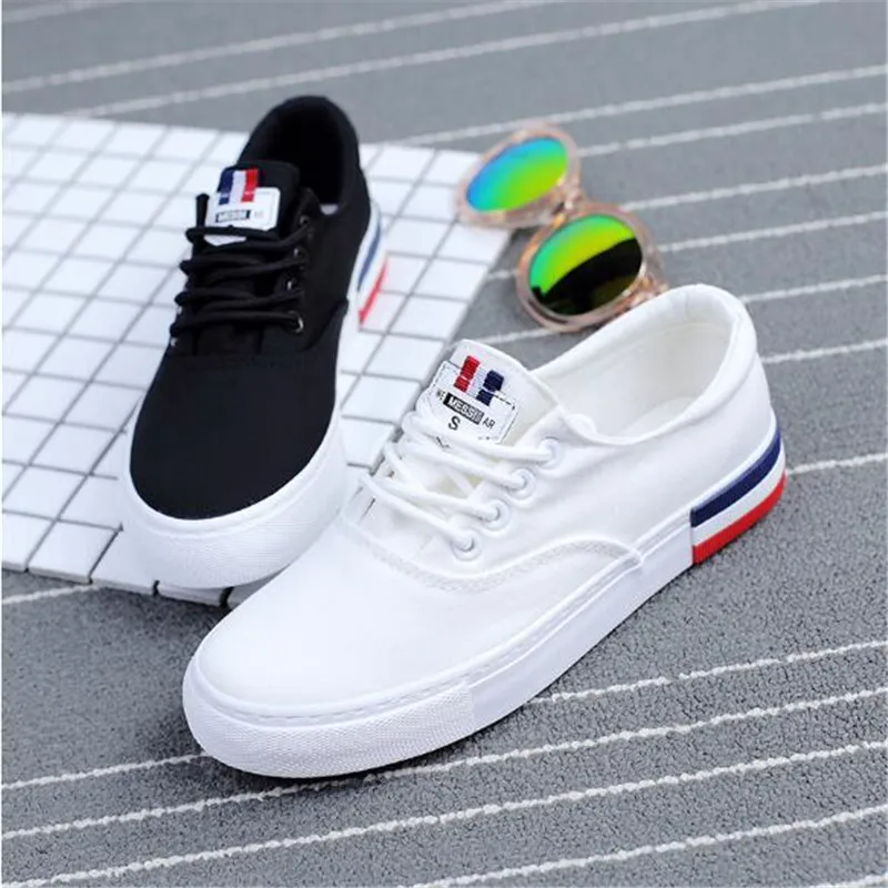 2017 Женская мода повседневная Холст плоские белые туфли Дамы Твердые кроссовки