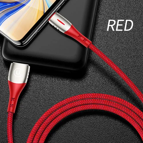 Red USAMS Smart power off QC3.0 type C зарядный защитный кабель для samsung huawei Xiaomi USB C кабель с автоматическим отключением кабель type-c - Цвет: Red