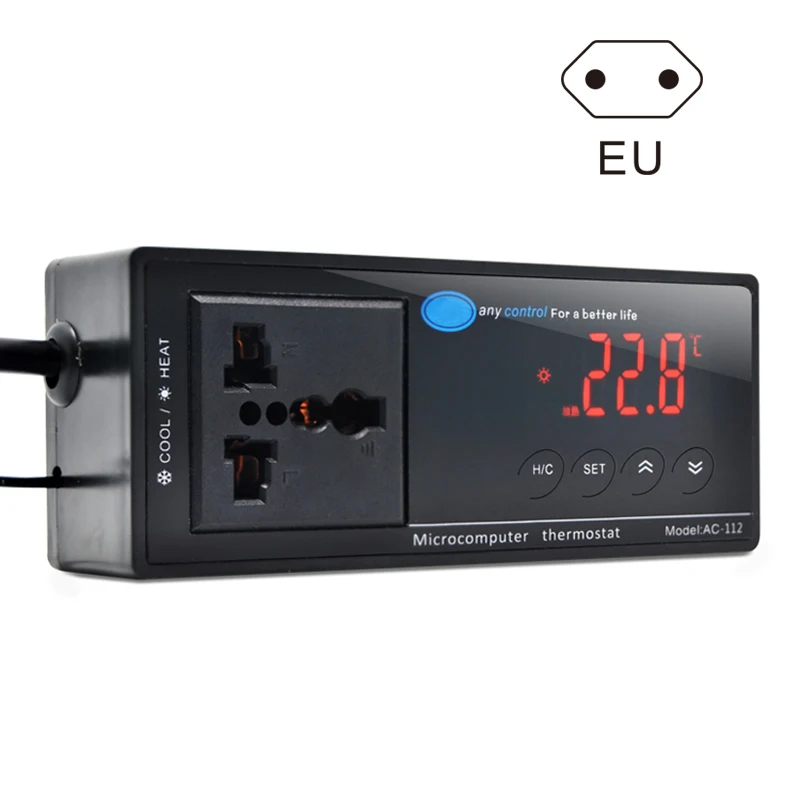 EU Plug Цифровой светодиодный термостат с регулятором температуры для аквариумная рептилия AC-112 DC156 - Цвет: EU Plug