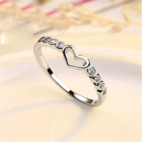 Элегантное кольцо с полым сердцем Кристальные открытые кольца Свадебные