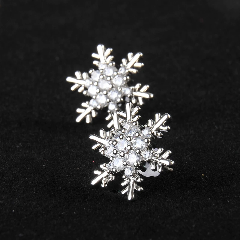 Антиаллергенные нежные хрустальные серьги в виде цветка снежинки s925 пробы