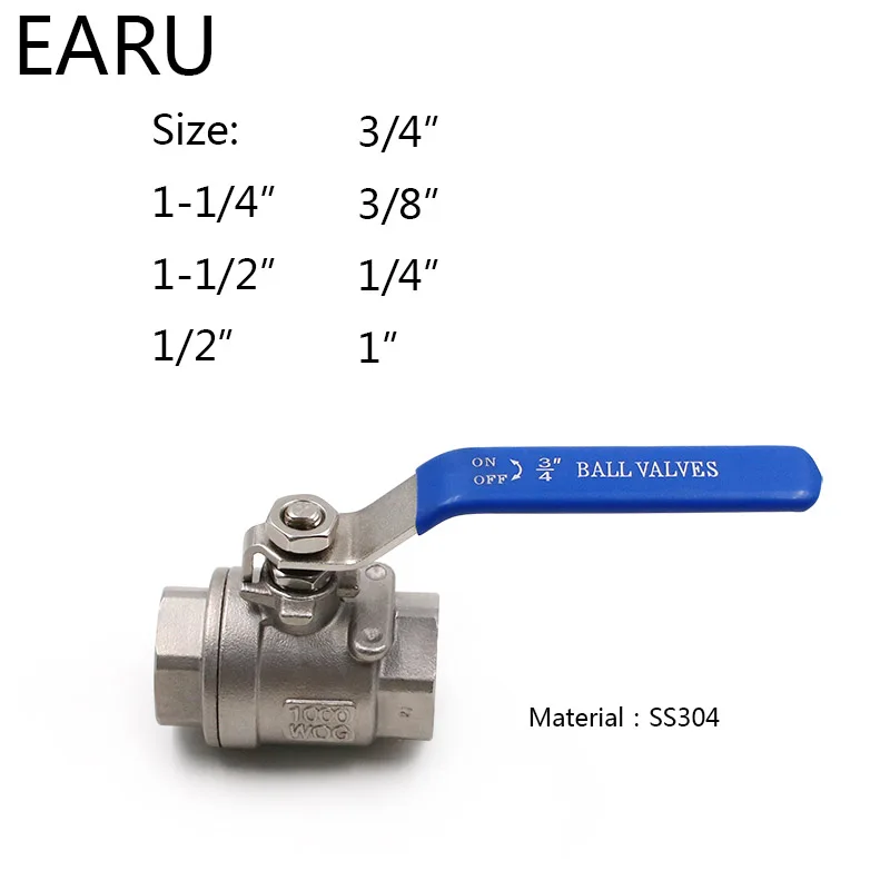 BSPT 1/" 3/8" 1/" 3/4" " 1-1/4" 1-1/" женский из нержавеющей стали SS304 2P полный порт шаровой клапан с виниловой ручкой Резьбовые клапаны