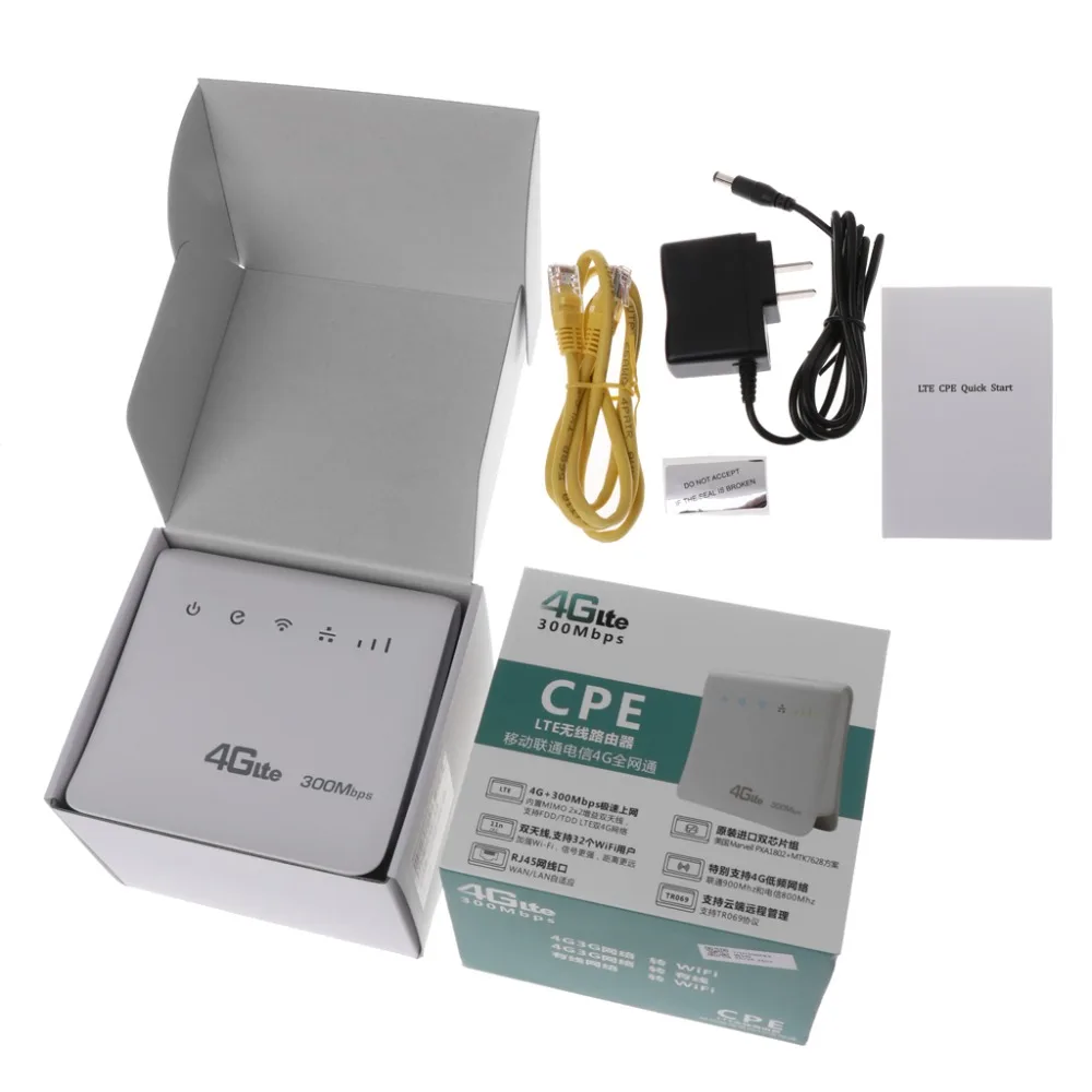 Разблокированный 300 Мбит/с 4G LTE CPE мобильный WiFi беспроводной маршрутизатор с портом LAN SIM Слот