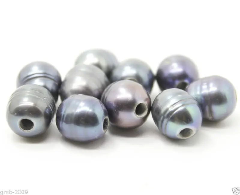 

Rare New 10-11MM Natural Black 2.3mm Big Hole Freshwater Pearl Loose Beads 10PCS