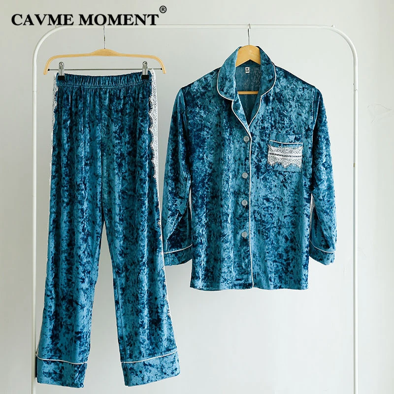 Коллекция 2019 года бархатные женские пижамные комплекты элегантные кружевные