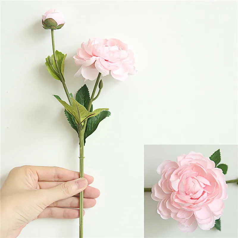 Pink Свадебные украшения 2 головы ранункулус asiaticus Искусственные цветы Свадебные шелковые цветы банкетные украшения для вечеринки сделанные своими руками - Цвет: Pink