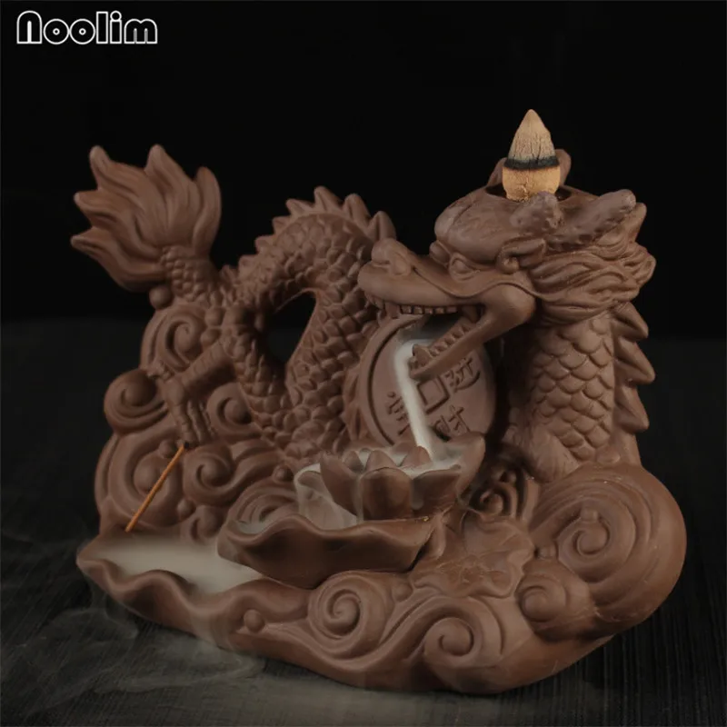 Фиолетовая глина дракон курильница для благовоний горелка Керамическая ладан