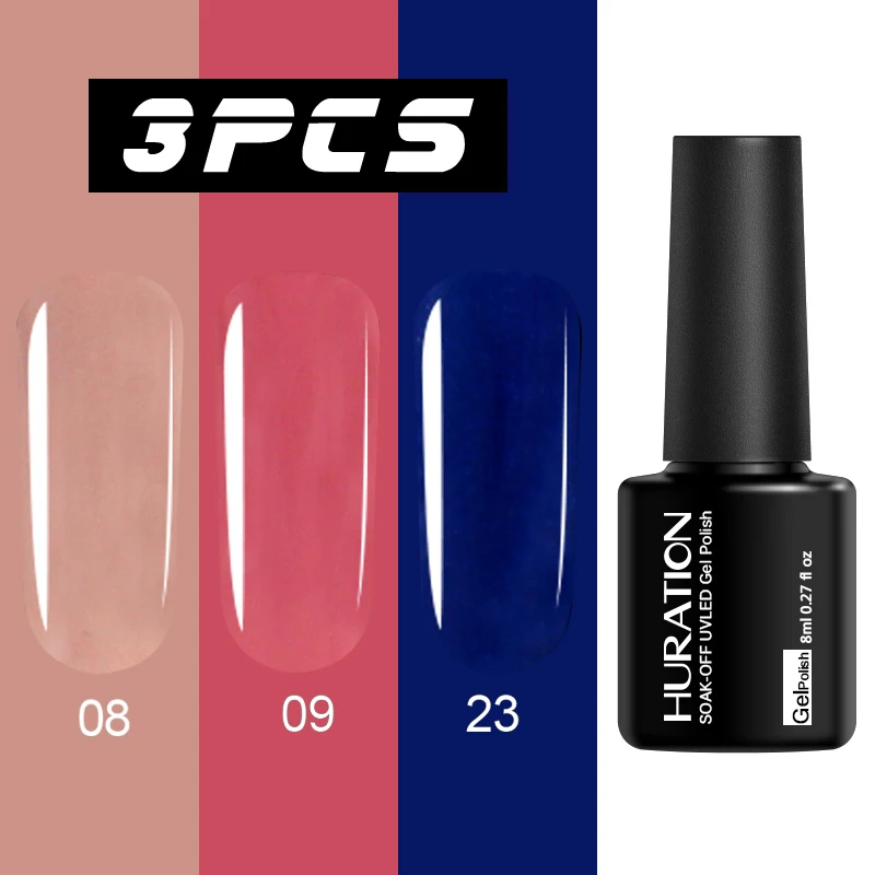 Huration Гель лак полуперманентный грунтовка телесный 8 мл белый чистый цвет УФ гель