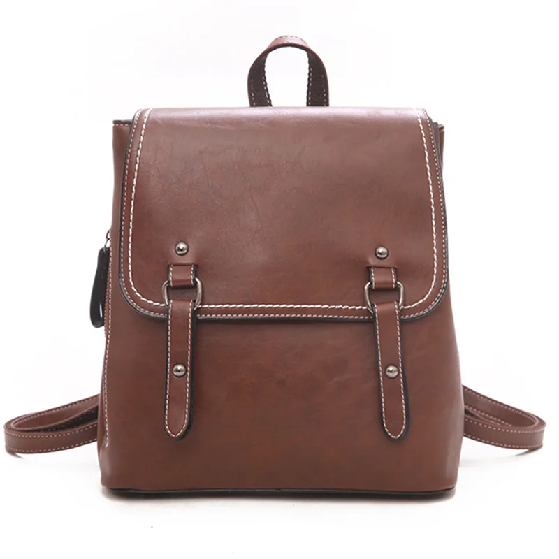 Кожаный рюкзак в стиле ретро для девушек колледже новинка 2018 модная школьная