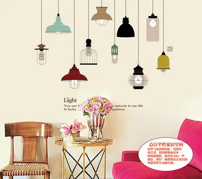 

Can remove the wall stick PVC stickers creative wall can be moved European-style hand-painted droplight Setting wall stickers