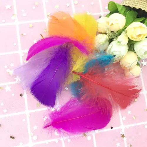 Mix Color 1 Натуральные Цветные перья, 100 шт./лот, 4-8 см, 1-2 дюйма, маленькие плавающие гусиные перья, шлейф для рукоделия, украшения ювелирных изделий - Цвет: Mix Color 1