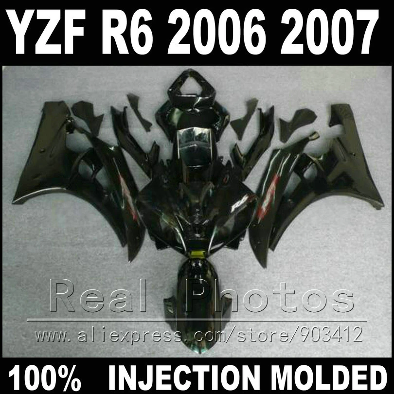 

MOTOMARTS body kit for YAMAHA R6 fairing 06 07 Injection molding glossy black 2006 2007 YZF R6 fairings