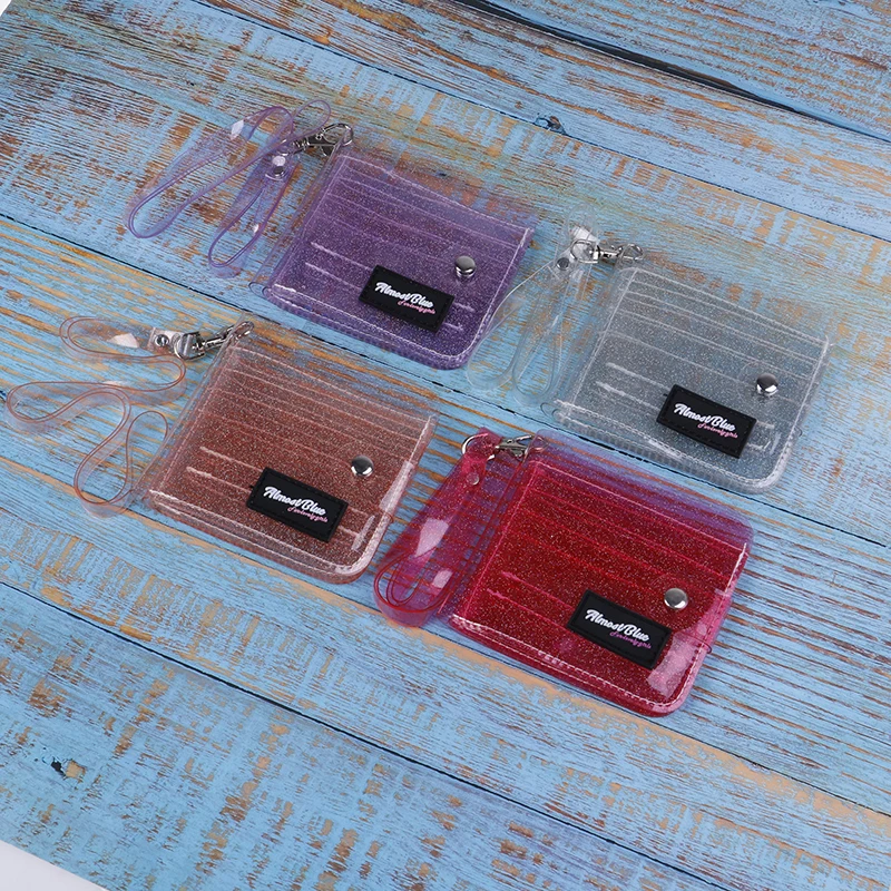 Модный Блестящий ПВХ прозрачный держатель для удостоверения личности кошельки