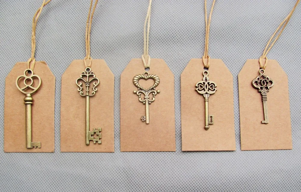 40 шт. винтажные ключи из античной бронзы крафт бирки очаровательные свадебные в