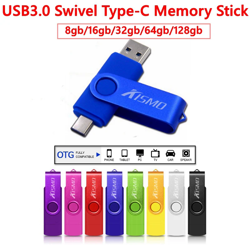 

Kismo USB3.0 Type-c pen drive 16gb 32gb 64gb 128gb otg memory stick Type-C USB Flash Drive For S8 S9 S10 Note 8 9 Huawei Mate 20