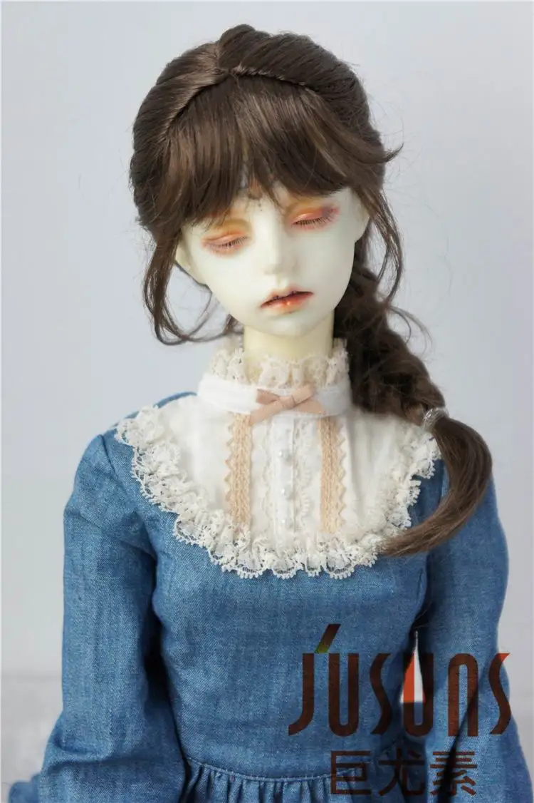 JD413 1/4 1/3 красивый принцесса коса BJD синтетический мохер парики Размер 7-8 дюймов 8-9 дюймов 9-10 дюймов волосы стиль Мода Кукла аксессуары - Цвет: 8-9inch Dark Brown
