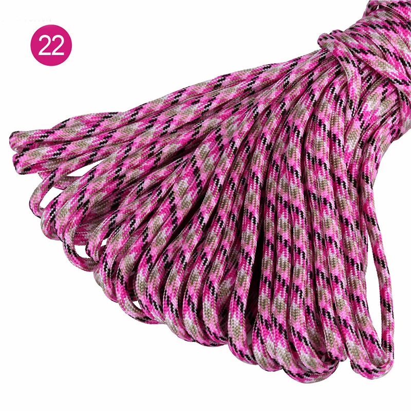 22 27 м 5 мм сплошной парашютный шнур шнурок Веревка 7 Core Strand Paracord для наружного кемпинга палатка скалолазание Пряжка браслет набор для выживания - Цвет: 22