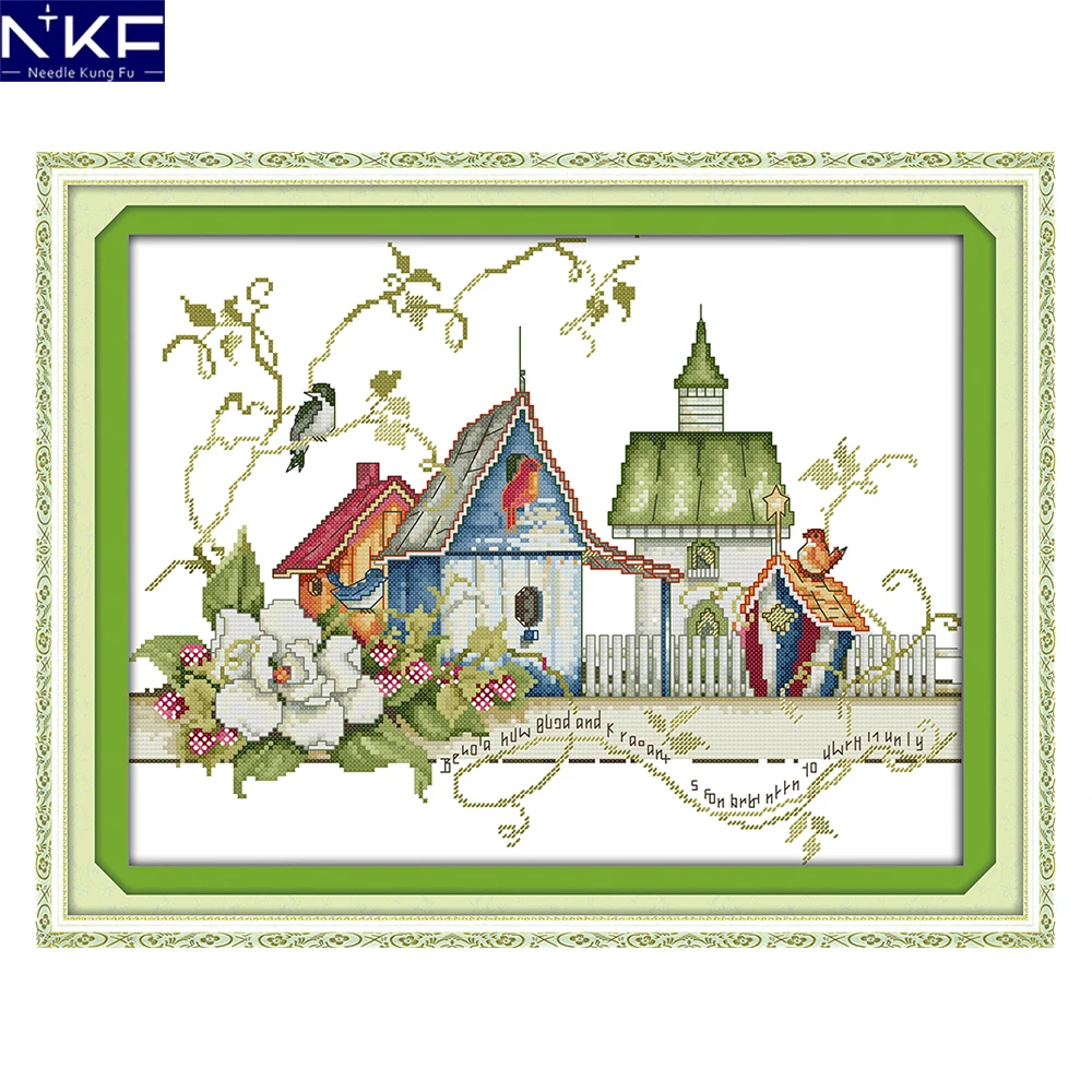 

NKF The Bird's Home Painting Counted or Stamped 11CT 14CT DIY Kits Cross Stitch Embroidery Needlework Sets for Home Decoration