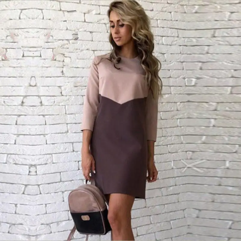 Осеннее офисное женское элегантное мини платье модное цветное облегающее в