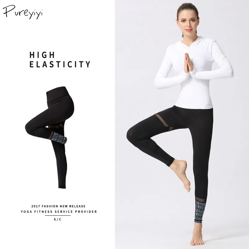 Женский спортивный костюм для йоги черный топ с длинными рукавами леггинсы