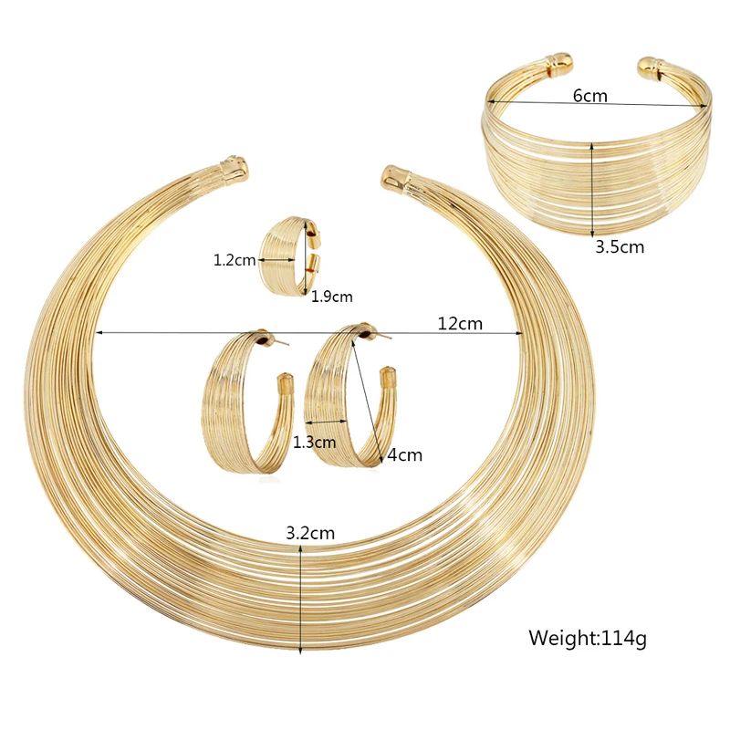 Набор украшений в стиле панк 4 шт. Круглый Круг золотистого цвета Массивное колье
