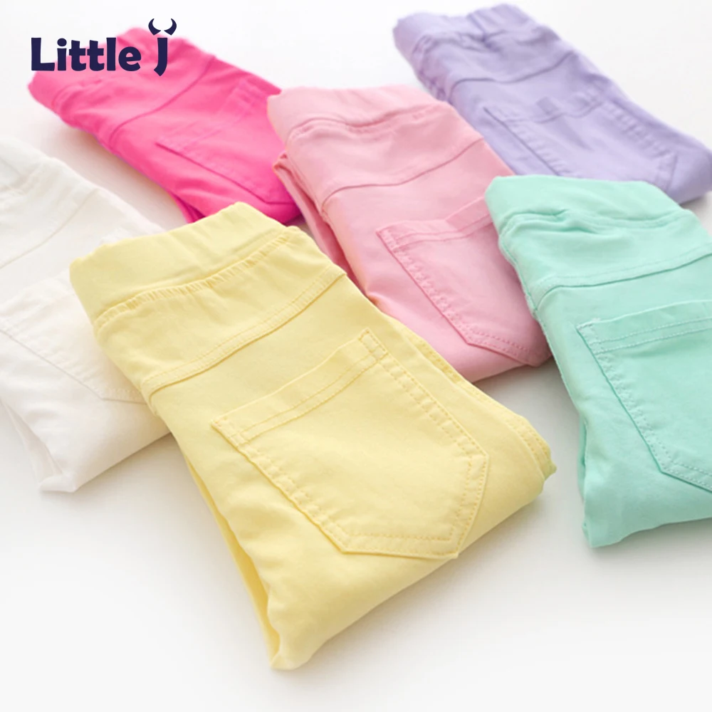 Леггинсы для девочек Little J ярких цветов Детские хлопковые облегающие