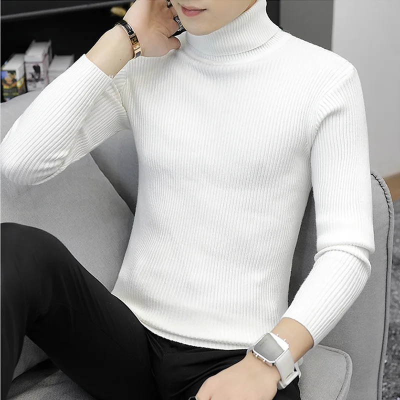 103 white Winter Cashmere Thick Warm Sweater Men Turtleneck Brand Men's Sweater Slim Fit Pullover Men Knitwear Male Double Collar Sweaters - Цвет: 103 white