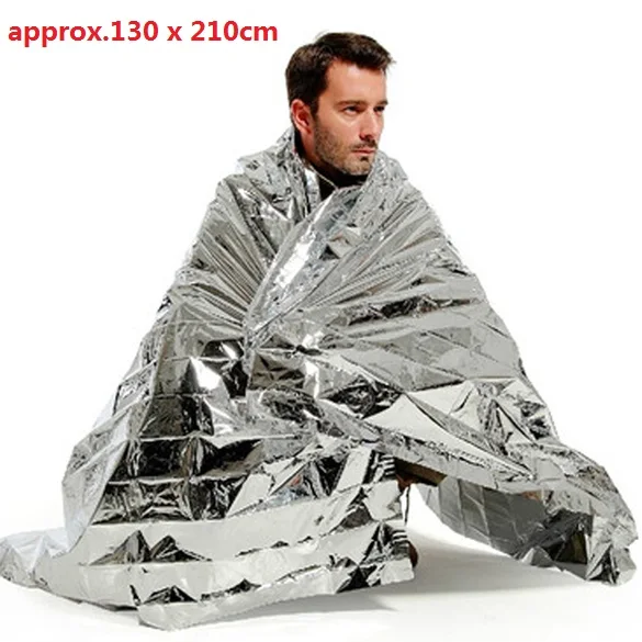 Silver 130x210 см портативное водонепроницаемое аварийное одеяло ветрозащитное спасательное термальное майларовое одеяло s для улицы спасательное оборудование - Цвет: Silver