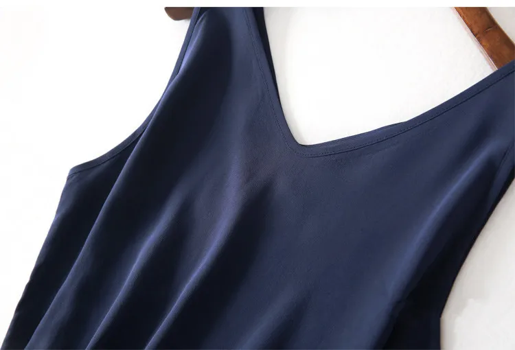 Women Summer Silk Dress V neck Navy Blue Vintage Natural silk dresses Elegant Green Dress Casual holiday real silk long dress