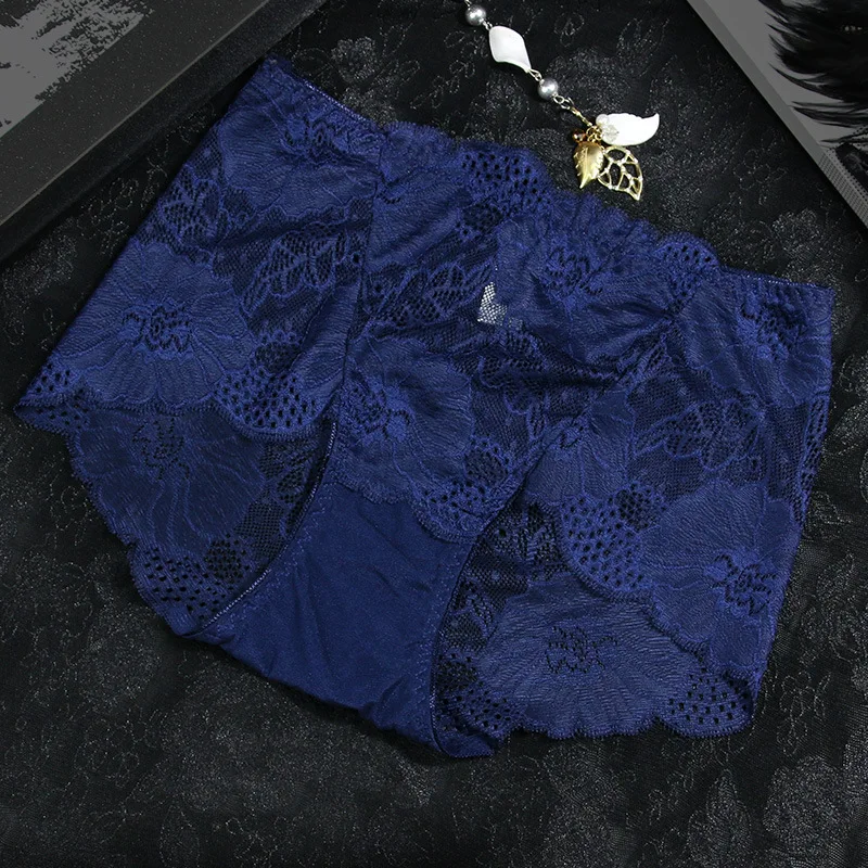 dark blue Женское нижнее белье, сексуальные трусики, бесшовное корректирующее белье, увеличивающее бедра, трусы со средней посадкой, кружевное перспективное женское нижнее белье-шорты, трусы - Цвет: dark blue