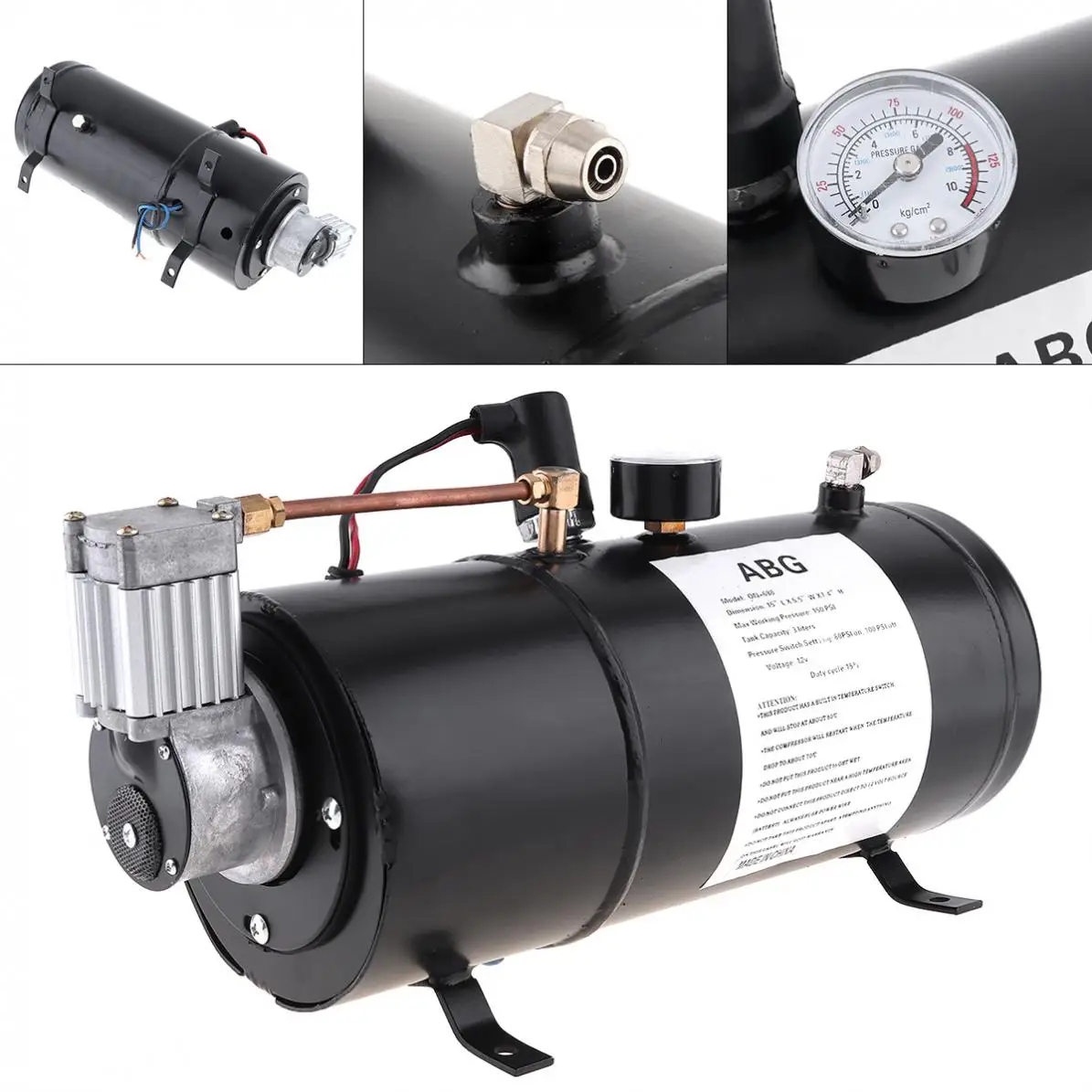 

Universal Durable 12V 125 PSI Car Air Horn Compressor Tank Pump for Train Auto Car Truck Boat