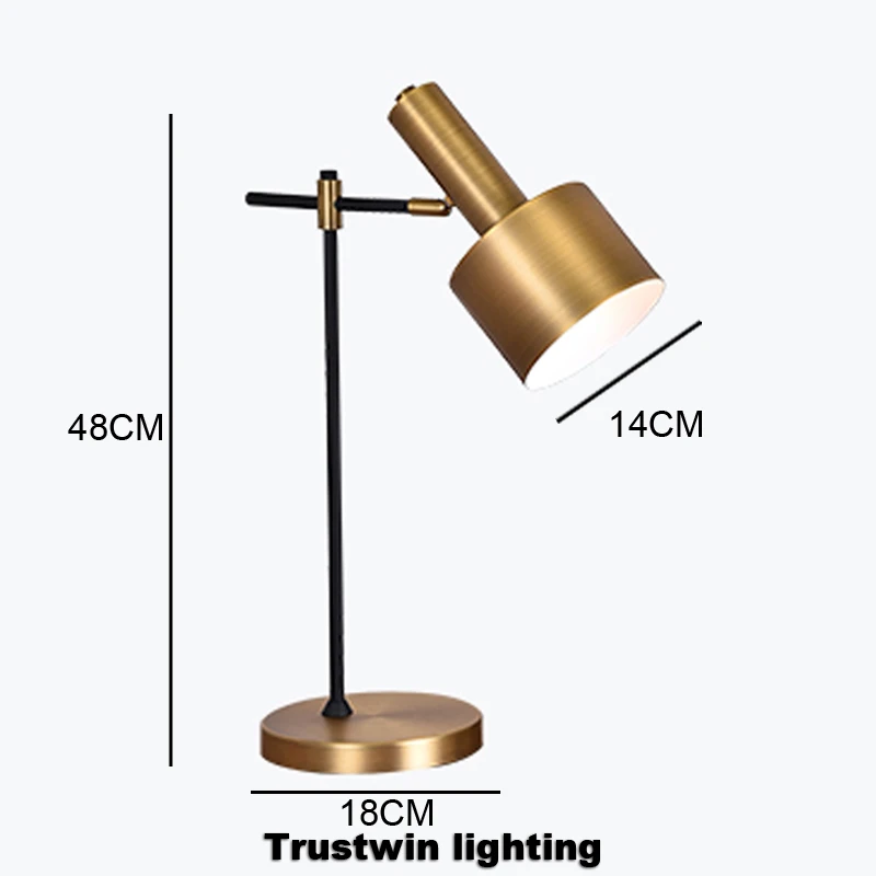 table lamp Стильная настольная лампа для чтения, напольный светильник светодиодный, медный, латунный, бронзовый цвет, современная напольная стойка, Настольный светильник, лампа для спальни, фойе - Цвет абажура: table lamp