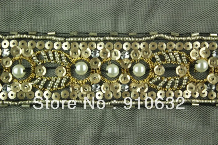 1 ярд черный Кружева блёстки бисером отделка ленты для шитья украшение одежды