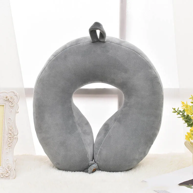 Подушка для шеи путешествий однотонная из хлопка полипропилена U образная