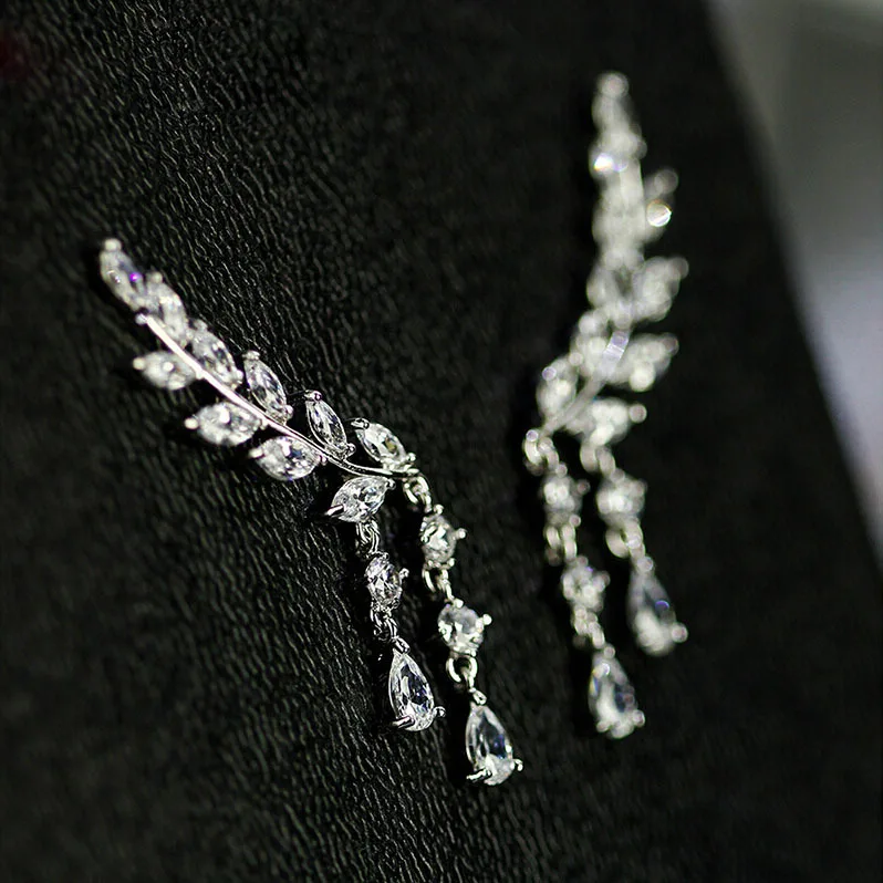 Серьги-пусеты USTYLE модные блестящие серьги-пусеты с фианитом AAA для женщин и