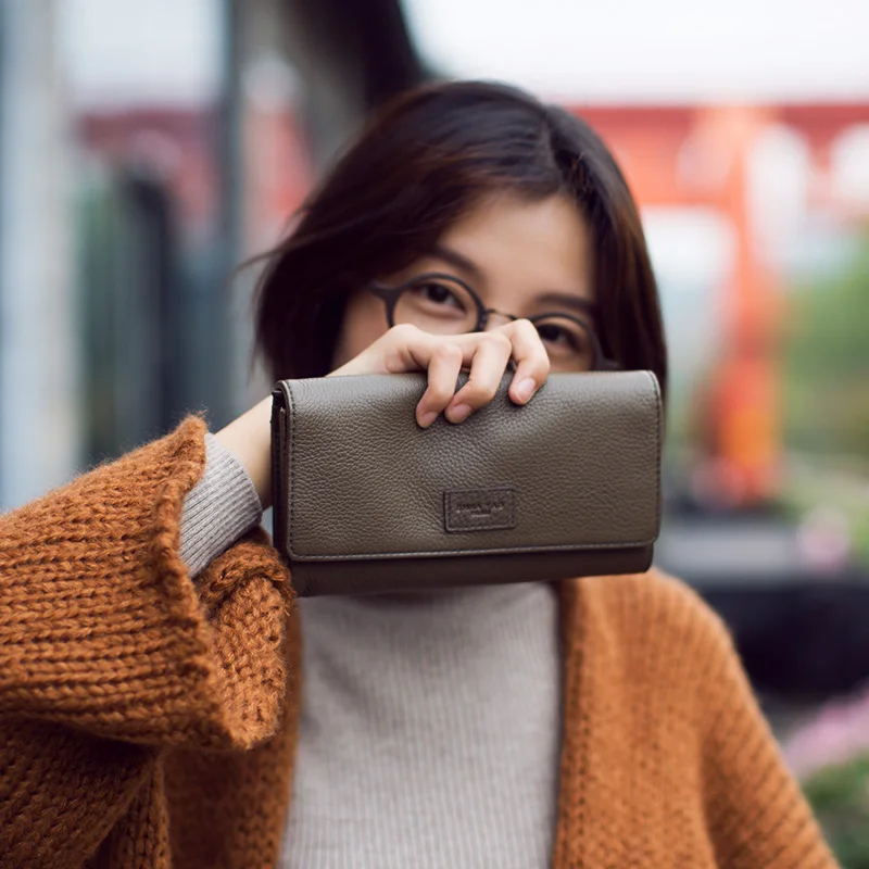 EMMA YAO модный кожаный кошелек женский корейский Три Раза Кошелек брендовые