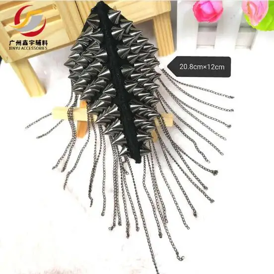 2 Layer Rivet Chain 100 шт/50 пар ручной работы с кисточками, металлическая эполета, винтажный плечевой ремень, брошь в стиле панк, с кисточками, с заклепками, эполеты, эполеты, сценические украшения, сделай сам - Color: 2 Layer Rivet Chain