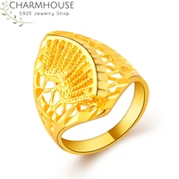 vietnam yellow gold gp rings for women wedding engagement geometric ring anillo anel bridal jewelry accessories party gifts