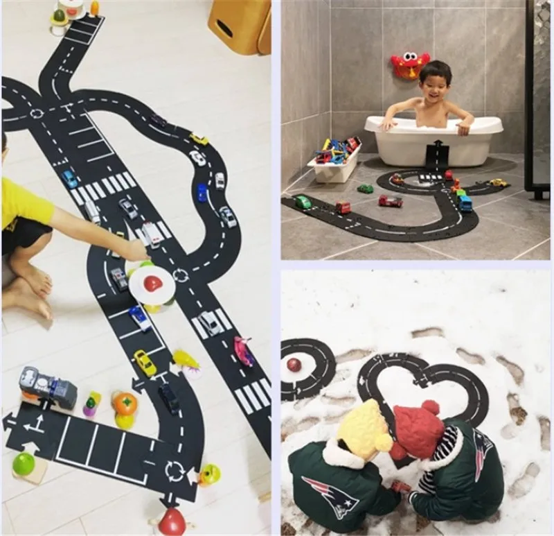 DIY ПВХ сплайсинг детский игровой коврик автомобиль трек шаблон обучение по головоломкам игрушка скандинавском стиле детская комната украшение пол ковер