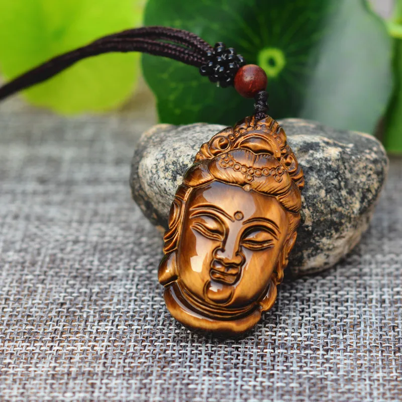 Кулон с натуральным желтым тигровым глазом ручной резной кулон из гуанина