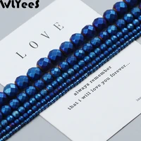 wlyees polish plating hematite faceted round beads matte natural stone 2 10mm spacer loose beads for jewelry bracelet making diy